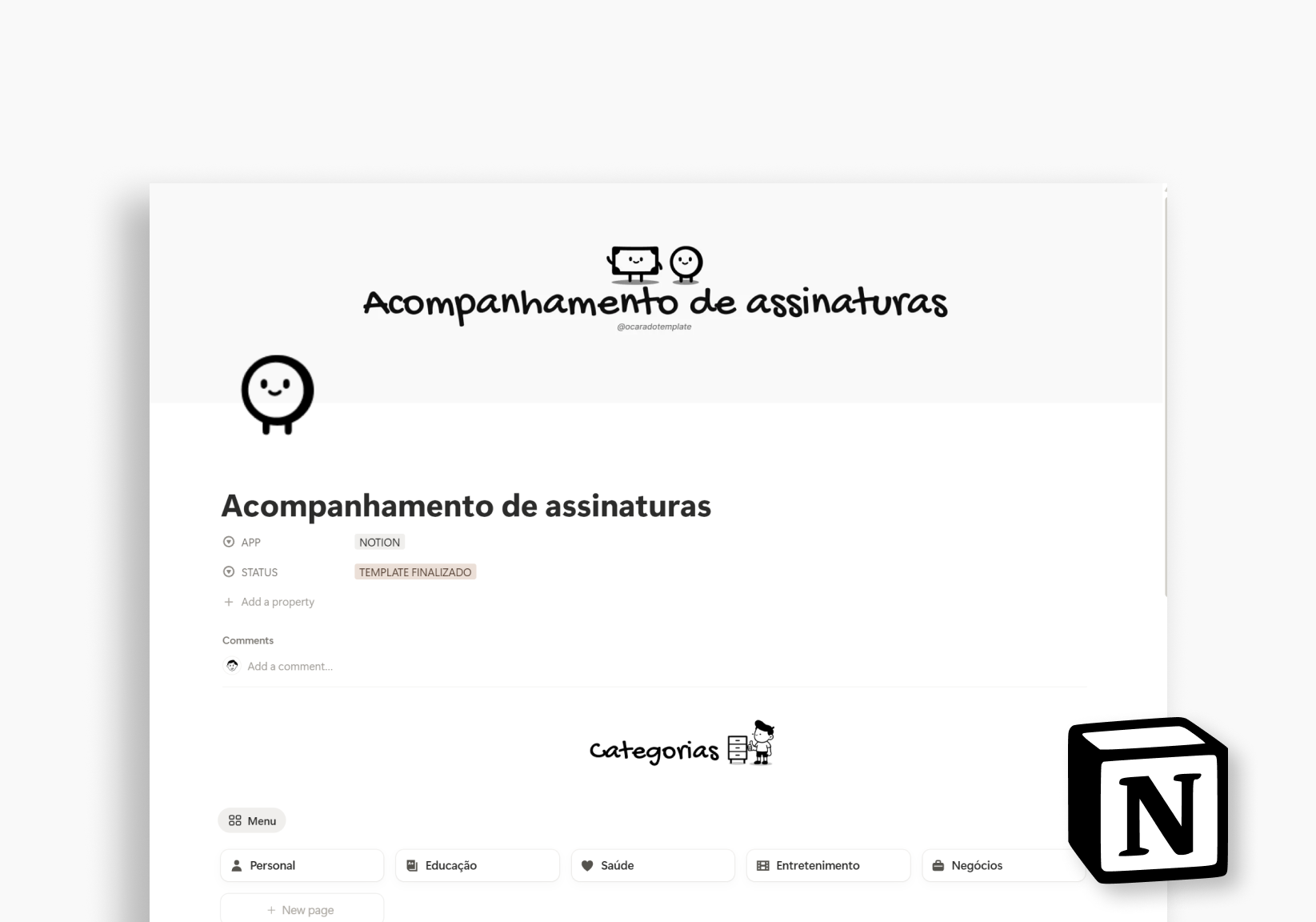 TRACKER DE ASSINATURAS - NOTION