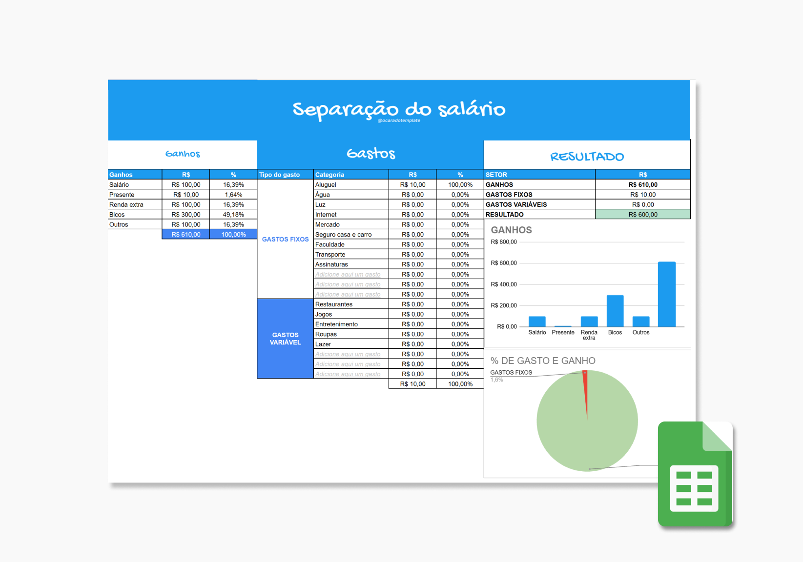 SEPARADOR DE SALÁRIO - PLANILHA